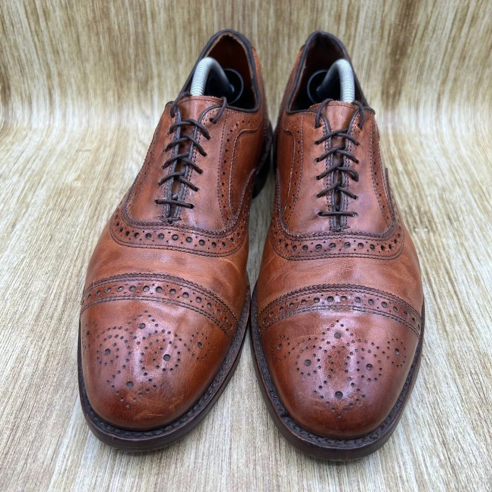 Allen Edmonds Strand Oxford Men's 11 D Walnut Brown Leather Brogue Cap Toe 1635